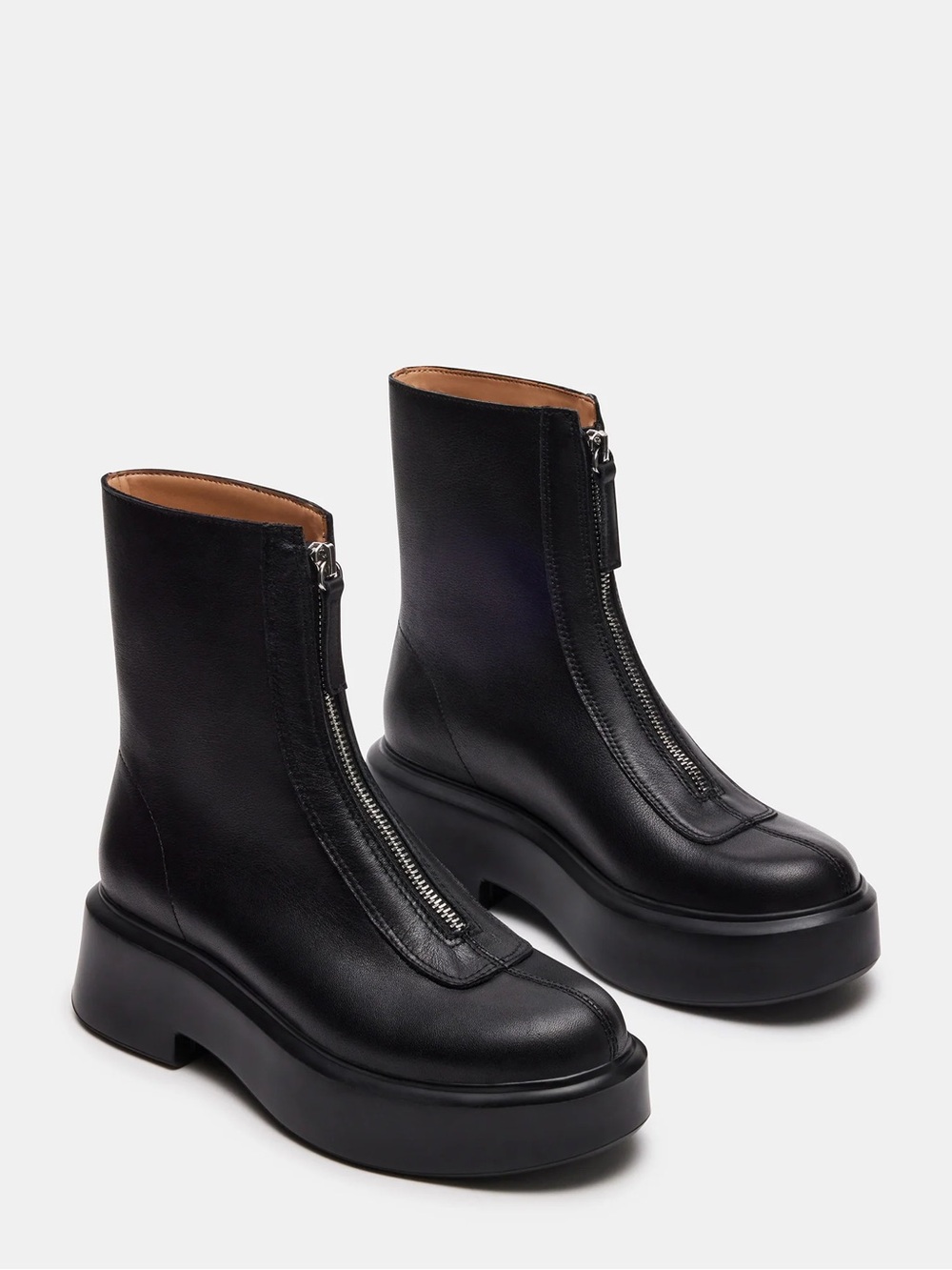 Steve Madden JONES SZ 9 Black Front-Zip Platform Ankle Boots